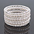 Wide Imitation Pearl Beaded & Clear Swarovski Crystal Coil Flex Bangle Bracelet - Adjustable - view 11