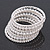 Wide Imitation Pearl Beaded & Clear Swarovski Crystal Coil Flex Bangle Bracelet - Adjustable - view 4