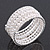 Wide Imitation Pearl Beaded & Clear Swarovski Crystal Coil Flex Bangle Bracelet - Adjustable - view 2