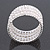 Wide Imitation Pearl Beaded & Clear Swarovski Crystal Coil Flex Bangle Bracelet - Adjustable - view 7