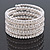Wide Imitation Pearl Beaded & Clear Swarovski Crystal Coil Flex Bangle Bracelet - Adjustable - view 3