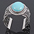 Vintage Turquoise Style Oval Cuff Bracelet In Antique Silver Metal - Adjustable - view 6