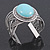 Vintage Turquoise Style Oval Cuff Bracelet In Antique Silver Metal - Adjustable - view 2