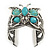 Vintage Turquoise Stone 'Butterfly' Cuff Bracelet In Antique Silver Metal - Adjustable - view 10