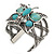 Vintage Turquoise Stone 'Butterfly' Cuff Bracelet In Antique Silver Metal - Adjustable - view 11