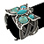Vintage Turquoise Stone 'Butterfly' Cuff Bracelet In Antique Silver Metal - Adjustable - view 3