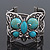 Vintage Turquoise Stone 'Butterfly' Cuff Bracelet In Antique Silver Metal - Adjustable - view 6