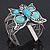Vintage Turquoise Stone 'Butterfly' Cuff Bracelet In Antique Silver Metal - Adjustable - view 7