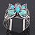 Vintage Turquoise Stone 'Butterfly' Cuff Bracelet In Antique Silver Metal - Adjustable - view 12