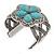 Vintage Turquoise Style 'Flower' Cuff Bracelet In Antique Silver Metal - Adjustable - view 8