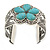 Vintage Turquoise Style 'Flower' Cuff Bracelet In Antique Silver Metal - Adjustable - view 9