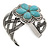 Vintage Turquoise Style 'Flower' Cuff Bracelet In Antique Silver Metal - Adjustable - view 10