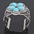 Vintage Turquoise Style 'Flower' Cuff Bracelet In Antique Silver Metal - Adjustable - view 7