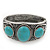 Burn Silver Effect Turquoise Stone Hammered Hinged Bangle - up to 19cm wrist - view 2