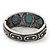 Burn Silver Effect Turquoise Stone Hammered Hinged Bangle - up to 19cm wrist - view 5