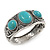 Burn Silver Effect Turquoise Stone Hammered Hinged Bangle - up to 19cm wrist - view 3