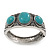 Burn Silver Effect Turquoise Stone Hammered Hinged Bangle - up to 19cm wrist - view 8
