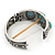 Burn Silver Effect Turquoise Stone Hammered Hinged Bangle - up to 19cm wrist - view 4