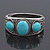 Burn Silver Effect Turquoise Stone Hammered Hinged Bangle - up to 19cm wrist - view 7