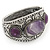 Burn Silver Effect Amethyst Hammered Hinged Bangle - up to 19cm wrist - view 10