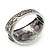 Burn Silver Effect Amethyst Hammered Hinged Bangle - up to 19cm wrist - view 9