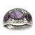 Burn Silver Effect Amethyst Hammered Hinged Bangle - up to 19cm wrist - view 12