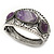 Burn Silver Effect Amethyst Hammered Hinged Bangle - up to 19cm wrist - view 13
