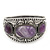 Burn Silver Effect Amethyst Hammered Hinged Bangle - up to 19cm wrist - view 2