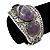 Burn Silver Effect Amethyst Hammered Hinged Bangle - up to 19cm wrist - view 5