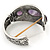 Burn Silver Effect Amethyst Hammered Hinged Bangle - up to 19cm wrist - view 6