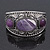 Burn Silver Effect Amethyst Hammered Hinged Bangle - up to 19cm wrist - view 3