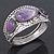 Burn Silver Effect Amethyst Hammered Hinged Bangle - up to 19cm wrist - view 4