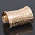 Wide Gold Plated Textured Egyptian Style Cuff Bracelet - 10cm Width - view 2