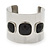 Wide Polished Cuff With Black Acrylic Stones In Silver Plating - Up to 20cm Wrist