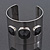 Wide Polished Cuff With Black Acrylic Stones In Silver Plating - Up to 20cm Wrist - view 4