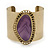 Vintage Burnished Gold Purple Epoxy Bead Cuff Bracelet - 5cm Width/ 20cm Length - view 9