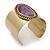 Vintage Burnished Gold Purple Epoxy Bead Cuff Bracelet - 5cm Width/ 20cm Length - view 5