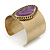 Vintage Burnished Gold Purple Epoxy Bead Cuff Bracelet - 5cm Width/ 20cm Length - view 8