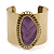 Vintage Burnished Gold Purple Epoxy Bead Cuff Bracelet - 5cm Width/ 20cm Length - view 2