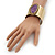 Vintage Burnished Gold Purple Epoxy Bead Cuff Bracelet - 5cm Width/ 20cm Length - view 3
