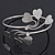 Silver Plated Textured Diamante 'Heart' Armlet Bangle - Adjustable - view 2