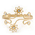 Gold Plated Textured 'Flowers & Twirls' Diamante Upper Arm Bracelet Armlet - Adjustable - view 6