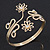 Gold Plated Textured 'Flowers & Twirls' Diamante Upper Arm Bracelet Armlet - Adjustable