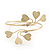 Gold Plated Textured Diamante 'Heart' Armlet Bangle - Adjustable