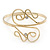 Gold Plated Textured 'Twirls' Diamante Armlet Bangle - Adjustable - view 3