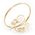 Gold Plated Textured 'Twirls' Diamante Armlet Bangle - Adjustable - view 4