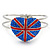 Swarovski Crystal Union Jack 'Heart' Hinged Bangle In Silver Plating - Up to 19cm Wrist - view 6