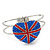 Swarovski Crystal Union Jack 'Heart' Hinged Bangle In Silver Plating - Up to 19cm Wrist - view 9