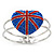Swarovski Crystal Union Jack 'Heart' Hinged Bangle In Silver Plating - Up to 19cm Wrist - view 11