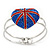 Swarovski Crystal Union Jack 'Heart' Hinged Bangle In Silver Plating - Up to 19cm Wrist - view 12